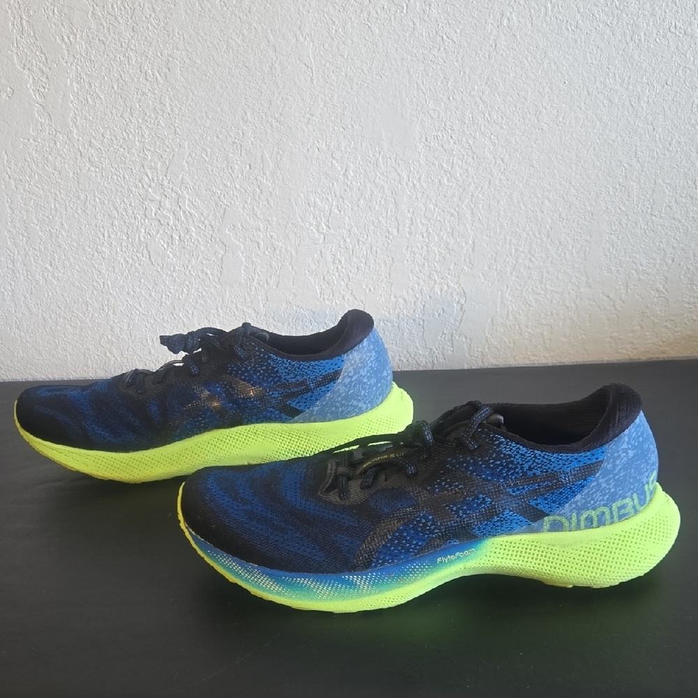 Asics Men's Blue Black and Neon Yellow Athletic Shoes - Picture 7 of 12